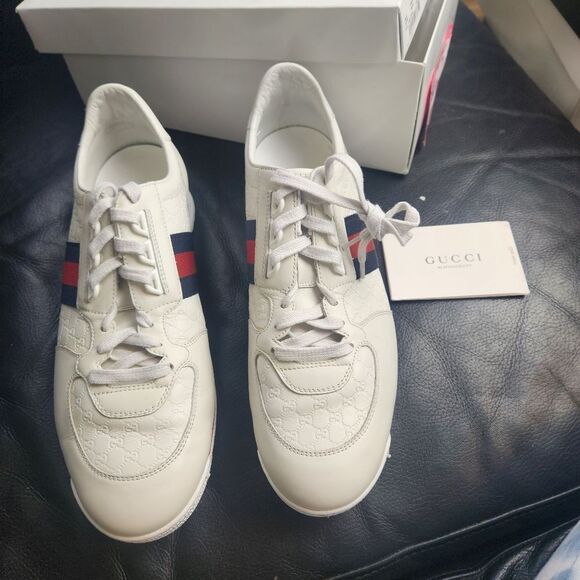 GUCCI LEATHER Web Sneaker 'White' size 8 restored - Picture 9 of 12
